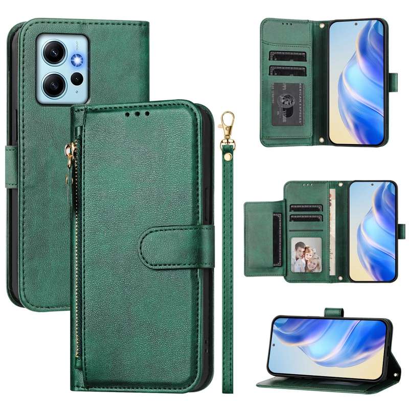 For Redmi Note 12 4G Global Multi-Card Slots Zipper Wallet Leather Phone Case(Black)