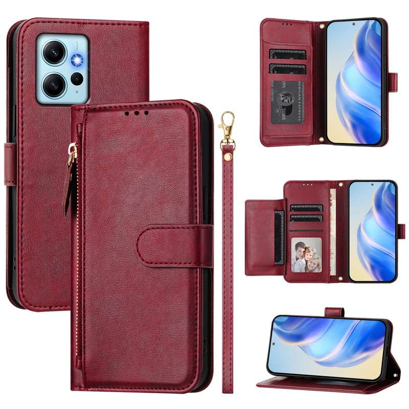 For Redmi Note 12 4G Global Multi-Card Slots Zipper Wallet Leather Phone Case(Black)