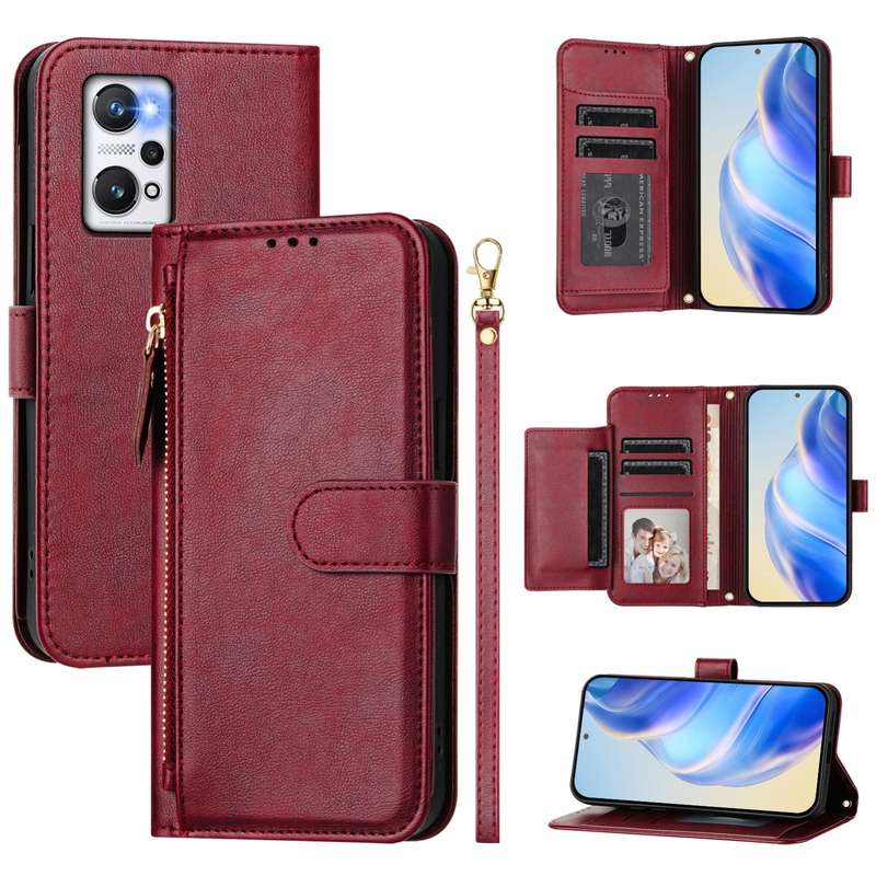 For Realme GT Neo 3T Multi-Card Slots Zipper Wallet Leather Phone Case(Black)
