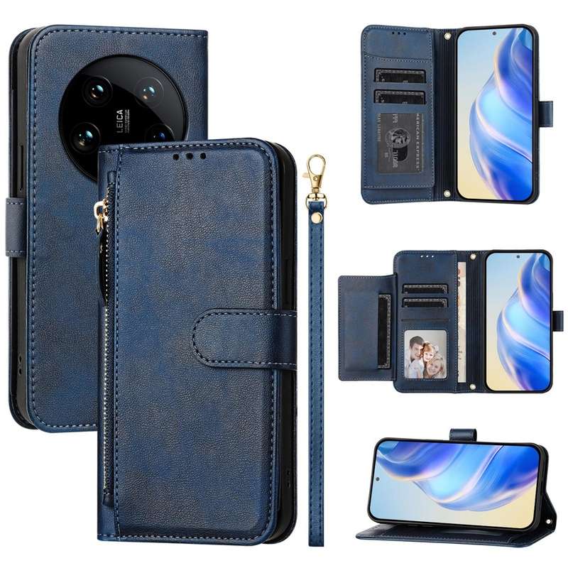 For Xiaomi 14 Ultra Global Multi-Card Slots Zipper Wallet Leather Phone Case(Black)