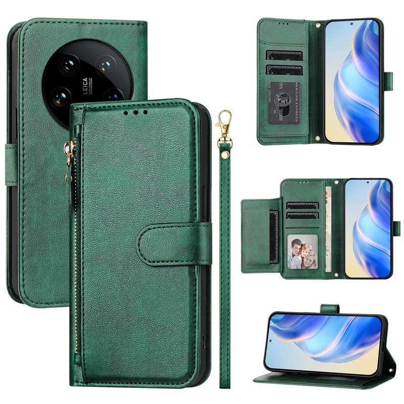 For Xiaomi 14 Ultra Global Multi-Card Slots Zipper Wallet Leather Phone Case(Black)