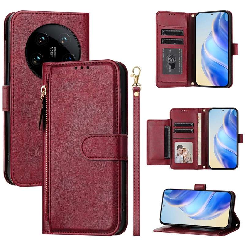 For Xiaomi 14 Ultra Global Multi-Card Slots Zipper Wallet Leather Phone Case(Black)
