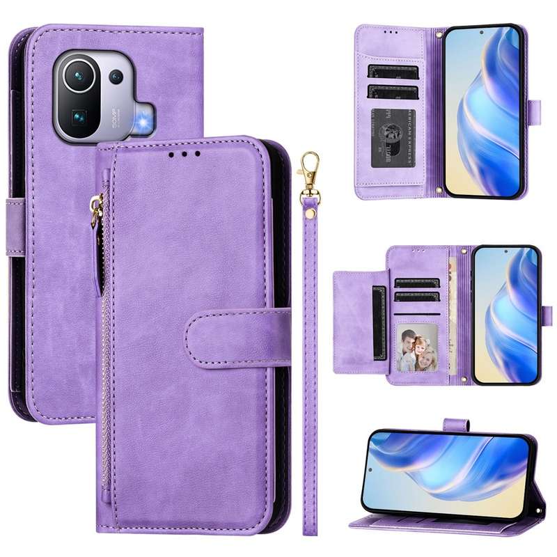 For Xiaomi Mi 11 Pro Multi-Card Slots Zipper Wallet Leather Phone Case(Black)