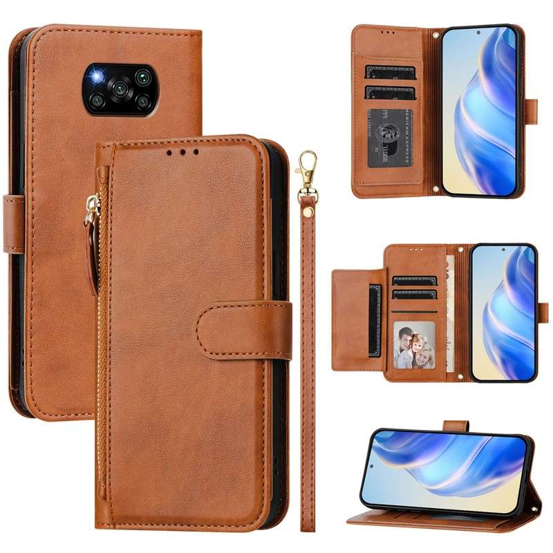 For Xiaomi Poco X3 GT Multi-Card Slots Zipper Wallet Leather Phone Case(Black)