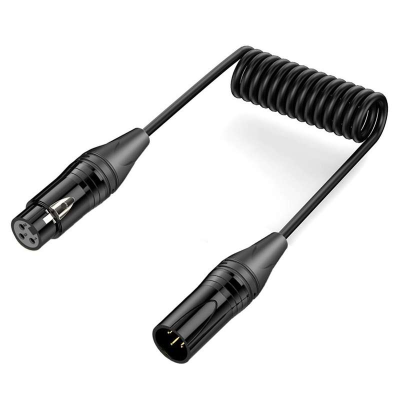 XLR 3 Pin Male to XLR 3 Pin Female Audio Microphone Balanced Shielded Coiled Pure Copper Cable, Leng
