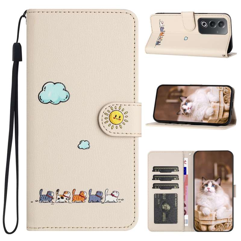 For OPPO A3 Pro Cartoon Cats Leather Phone Case(Red)