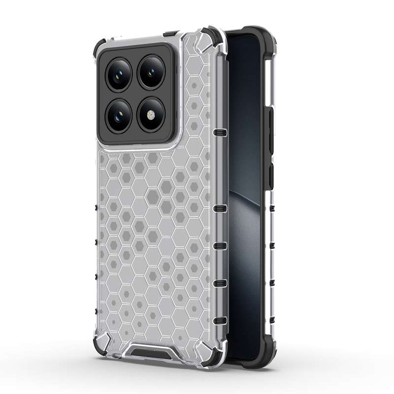 For Xiaomi 14T Pro 5G Global Honeycomb Shockproof Phone Case(White)