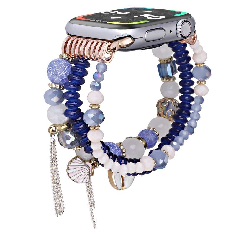 For Apple Watch 42mm / 41mm / 40mm / 38mm Shell Beads Chain Watch Band(Brown)