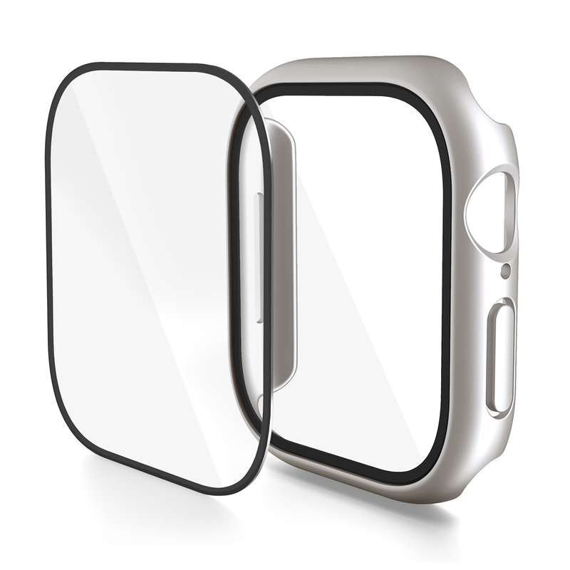 For Apple Watch Series 10 42mm PC Integrated Tempered Film Watch Case(White)