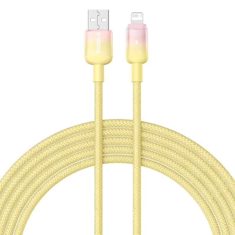 Baseus Discolor Series 2.4A USB to 8 Pin Fast Charging Cable, Cable Length:2m(Yellow)