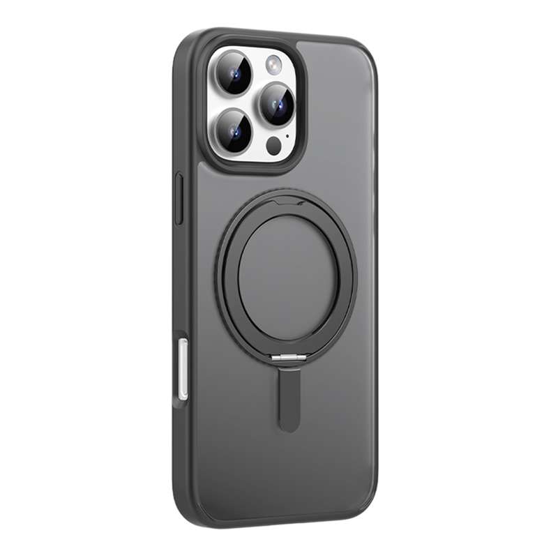 For iPhone 16 Pro Max Mutural Armor Series MagSafe Magnetic Holder Phone Case(Black)