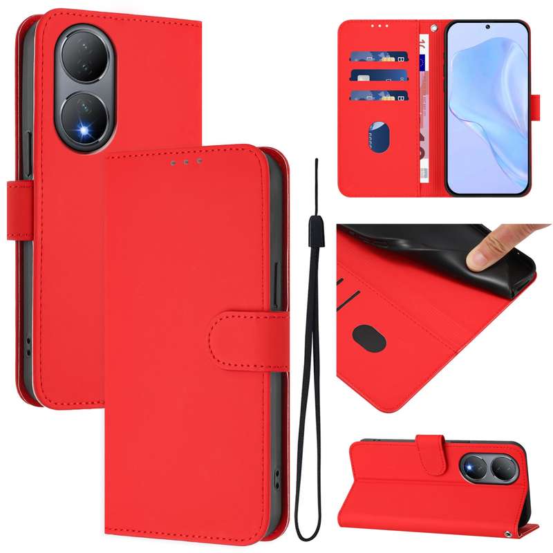 For vivo Y100 5G Global Skin Feel Solid Color Leather Phone Case with Lanyard(Brown)
