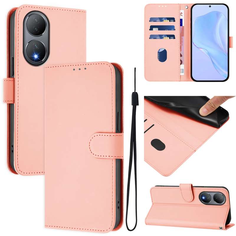 For vivo Y100 5G Global Skin Feel Solid Color Leather Phone Case with Lanyard(Brown)