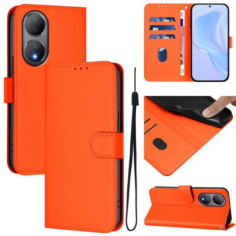 For vivo Y100 5G Global Skin Feel Solid Color Leather Phone Case with Lanyard(Brown)