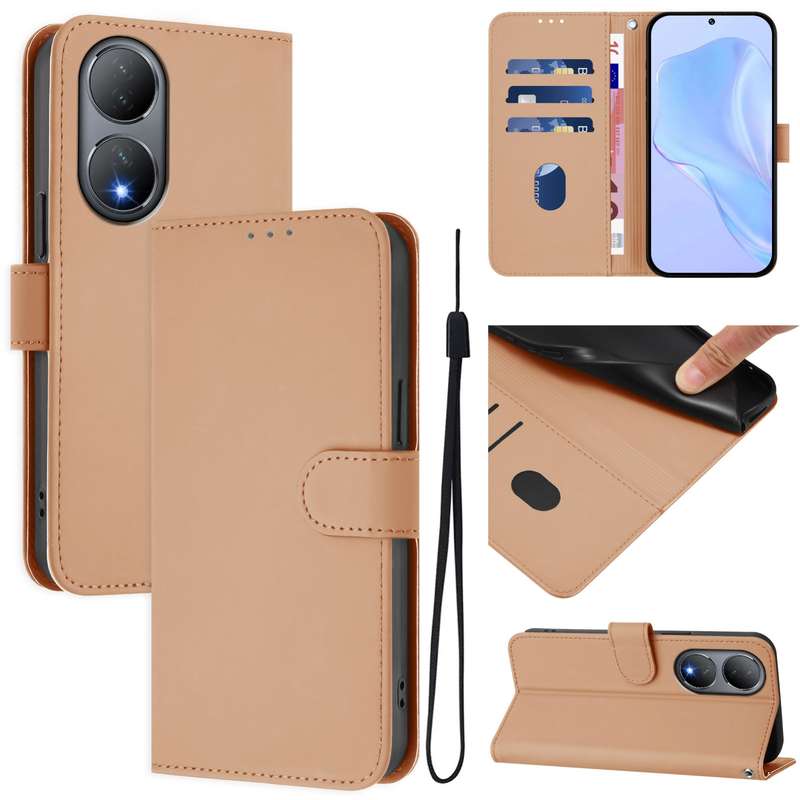 For vivo Y100 5G Global Skin Feel Solid Color Leather Phone Case with Lanyard(Brown)