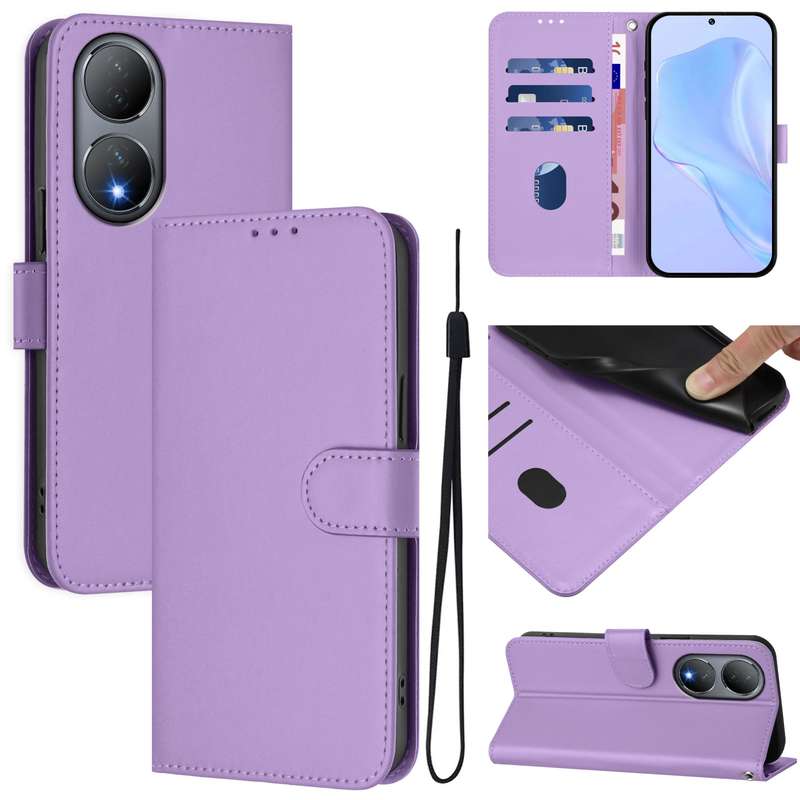 For vivo Y100 5G Global Skin Feel Solid Color Leather Phone Case with Lanyard(Brown)