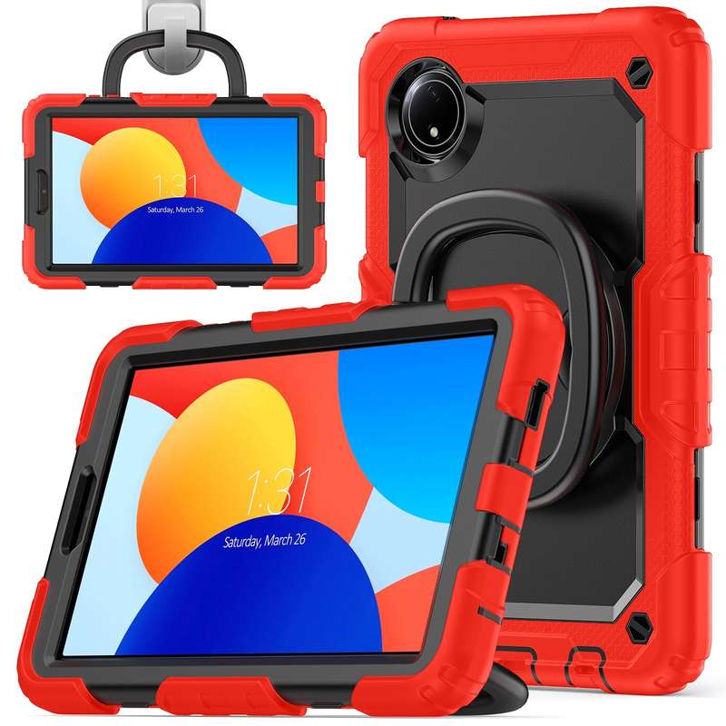 For Xiaomi Redmi Pad SE 8.7 2024 D Type Silicone Hybrid PC Tablet Case with Handle Holder(Orange)