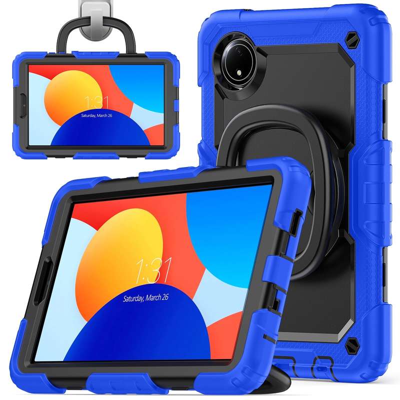 For Xiaomi Redmi Pad SE 8.7 2024 D Type Silicone Hybrid PC Tablet Case with Handle Holder(Orange)