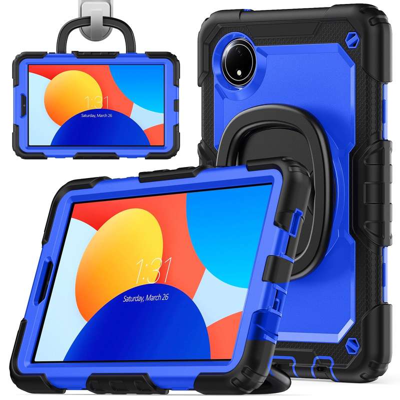 For Xiaomi Redmi Pad SE 8.7 2024 D Type Silicone Hybrid PC Tablet Case with Handle Holder(Orange)