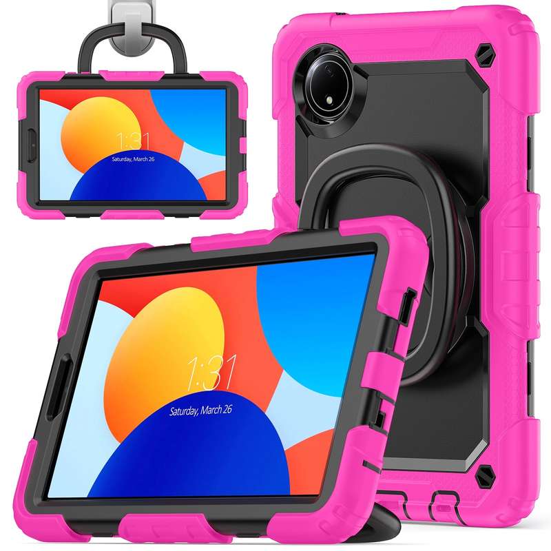 For Xiaomi Redmi Pad SE 8.7 2024 D Type Silicone Hybrid PC Tablet Case with Handle Holder(Orange)