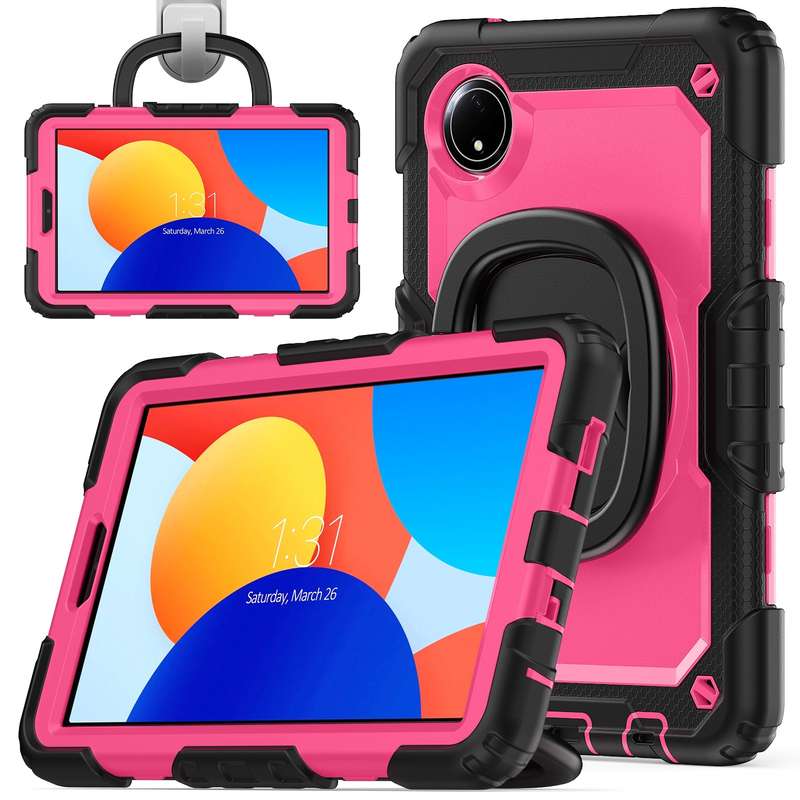 For Xiaomi Redmi Pad SE 8.7 2024 D Type Silicone Hybrid PC Tablet Case with Handle Holder(Orange)