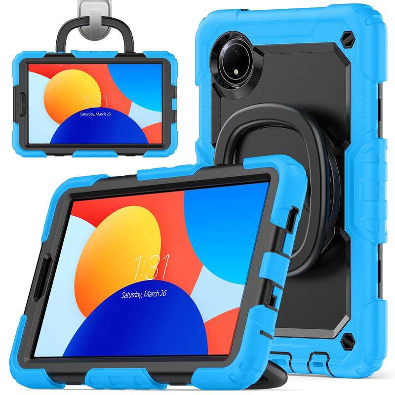 For Xiaomi Redmi Pad SE 8.7 2024 D Type Silicone Hybrid PC Tablet Case with Handle Holder(Orange)