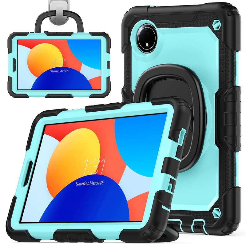 For Xiaomi Redmi Pad SE 8.7 2024 D Type Silicone Hybrid PC Tablet Case with Handle Holder(Orange)