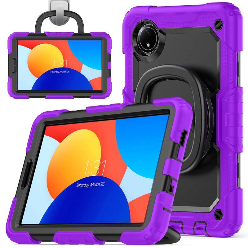 For Xiaomi Redmi Pad SE 8.7 2024 D Type Silicone Hybrid PC Tablet Case with Handle Holder(Orange)