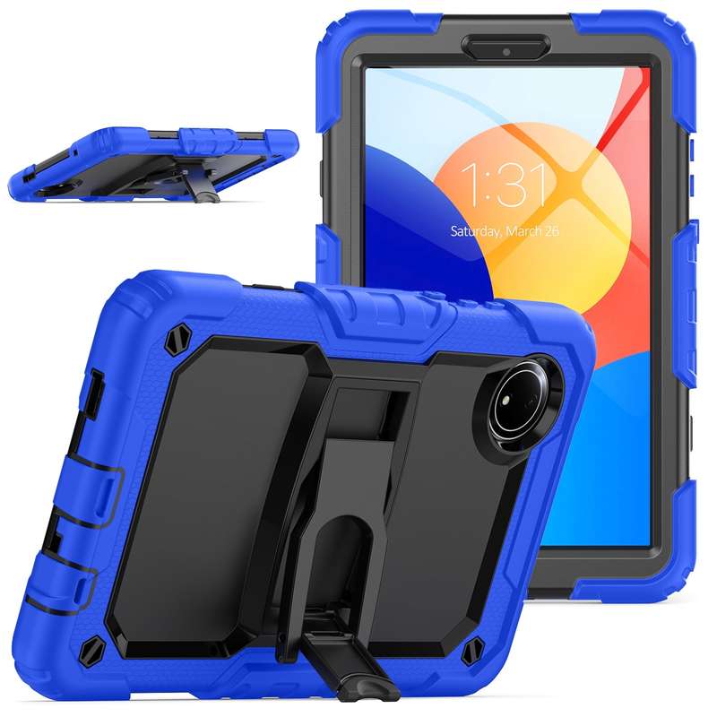 For Xiaomi Redmi Pad SE 8.7 2024 Turntable Holder Silicone Hybrid PC Tablet Case(Orange+Black)