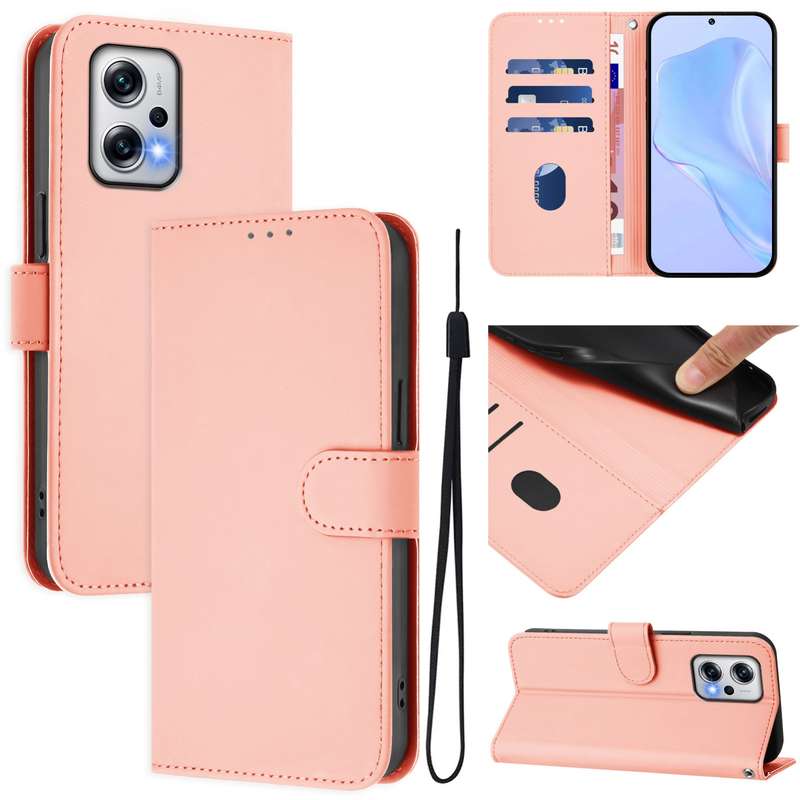 For Xiaomi Poco X4 GT 5G Skin Feel Solid Color Leather Phone Case with Lanyard(Brown)