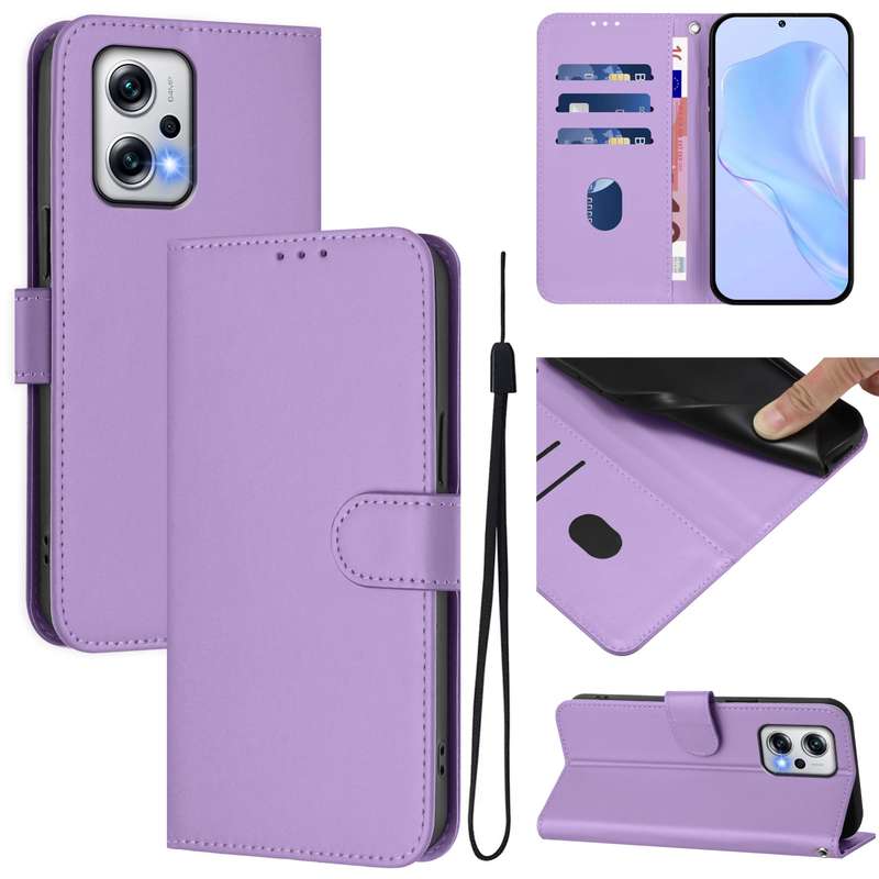 For Xiaomi Poco X4 GT 5G Skin Feel Solid Color Leather Phone Case with Lanyard(Brown)
