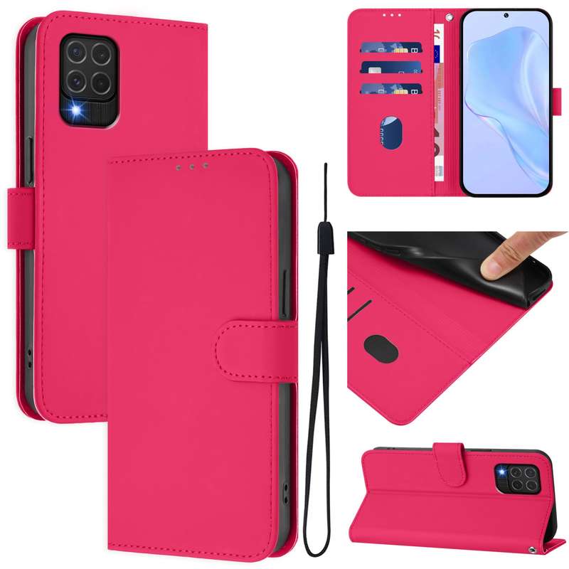 For Samsung Galaxy M62 4G / F62 4G Skin Feel Solid Color Leather Phone Case with Lanyard(Brown)