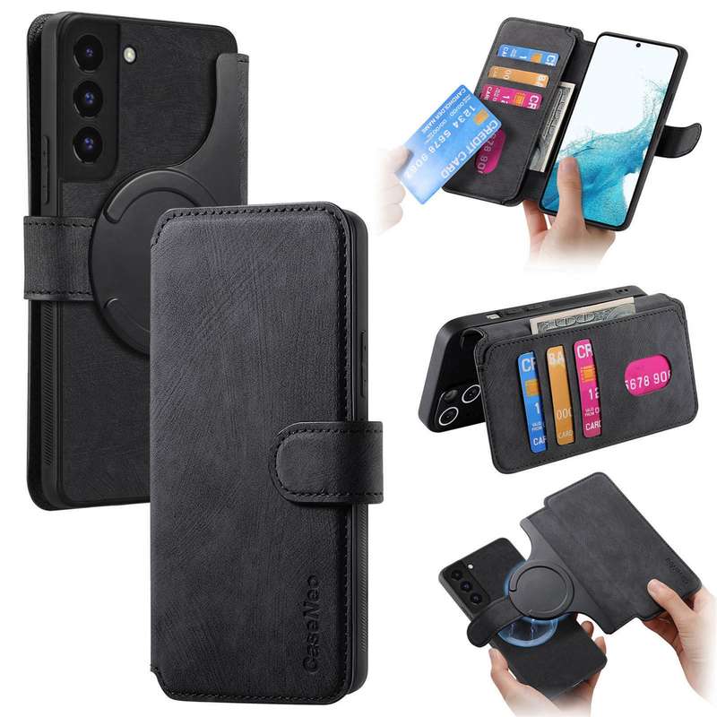 For Samsung Galaxy S21+ 5G CaseNeo MagSafe RFID Anti-theft Retro Leather Phone Case(Black)