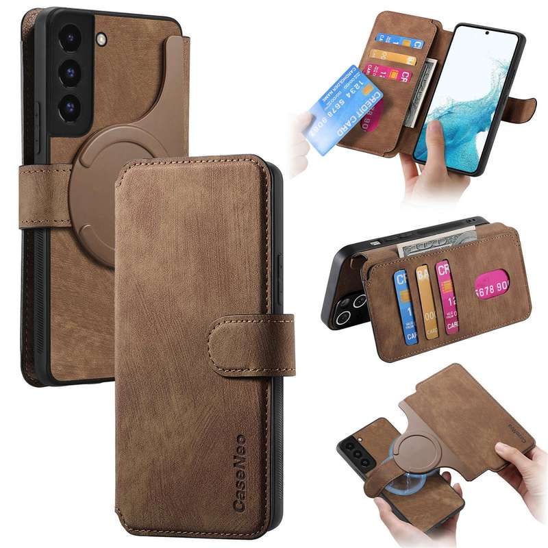 For Samsung Galaxy S21+ 5G CaseNeo MagSafe RFID Anti-theft Retro Leather Phone Case(Black)