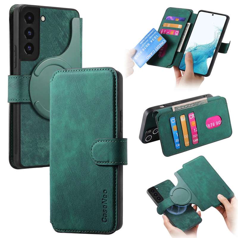 For Samsung Galaxy S21+ 5G CaseNeo MagSafe RFID Anti-theft Retro Leather Phone Case(Black)