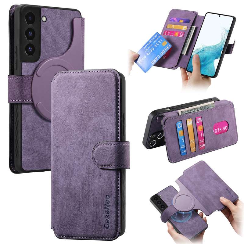For Samsung Galaxy S21+ 5G CaseNeo MagSafe RFID Anti-theft Retro Leather Phone Case(Black)