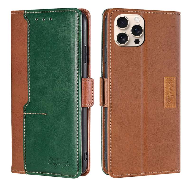 For iPhone 16 Pro Contrast Color Side Buckle Leather Phone Case(Black + Grey)