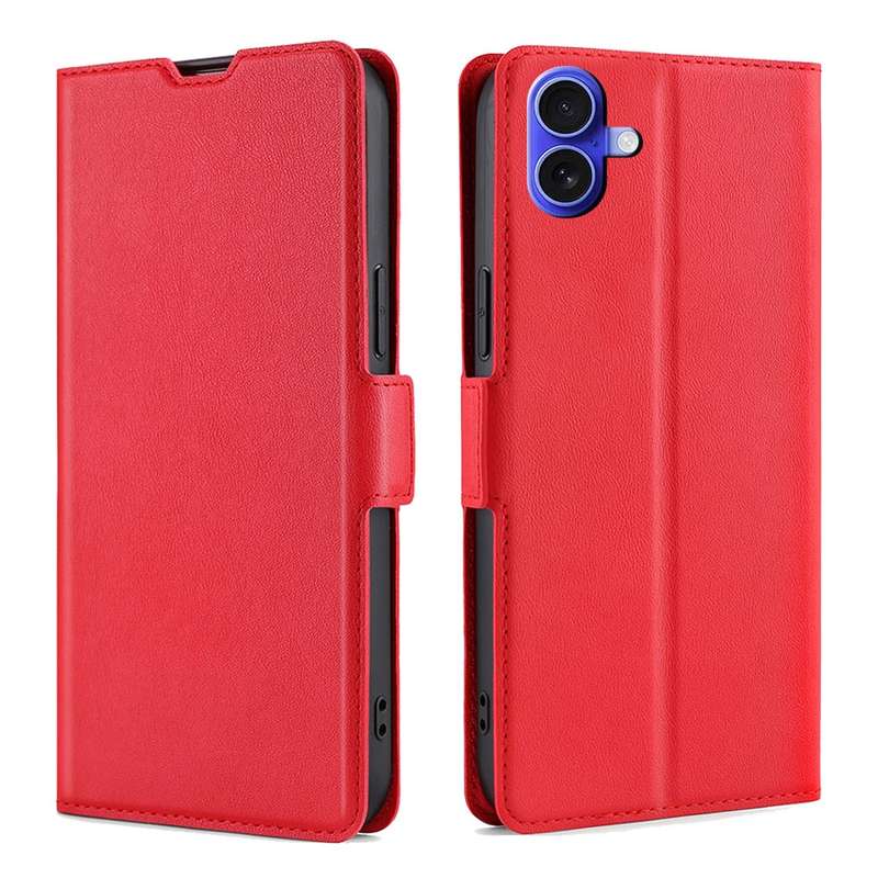 For iPhone 16 Ultra-thin Voltage Side Buckle Horizontal Flip Leather Phone Case(Black)