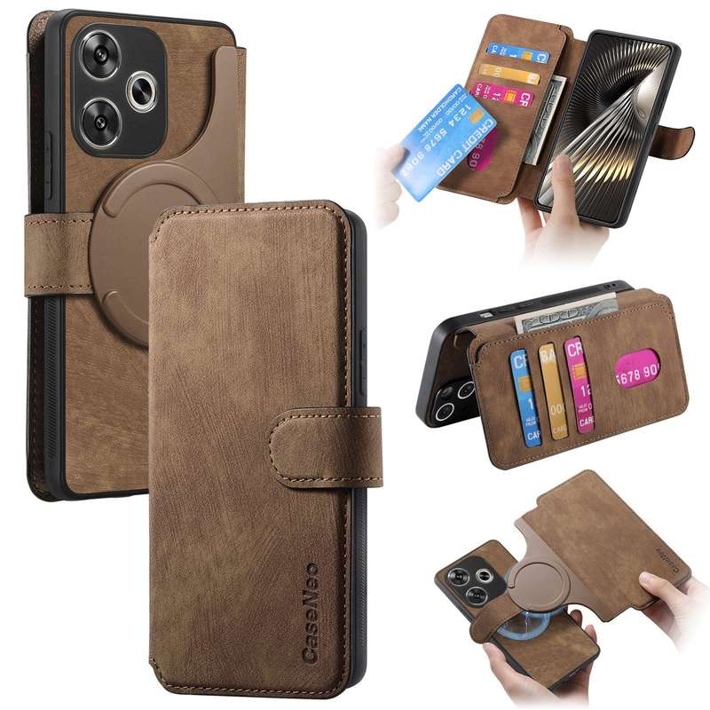 For Redmi Turbo 3 5G CaseNeo MagSafe RFID Anti-theft Retro Leather Phone Case(Black)