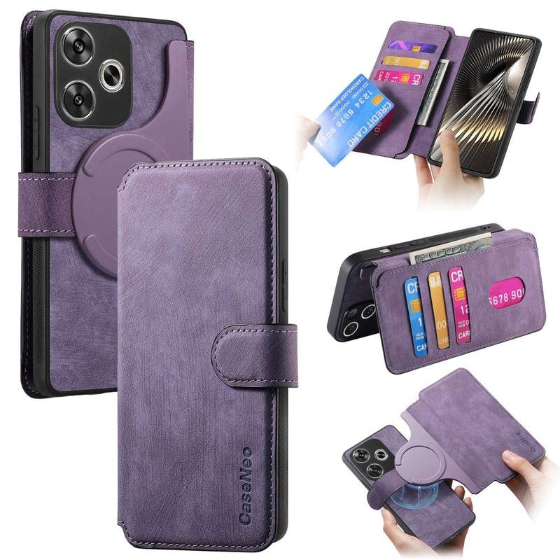 For Redmi Turbo 3 5G CaseNeo MagSafe RFID Anti-theft Retro Leather Phone Case(Black)