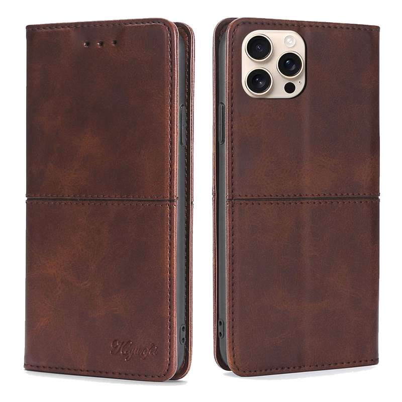 For iPhone 16 Pro Max Cow Texture Magnetic Leather Phone Case(Black)