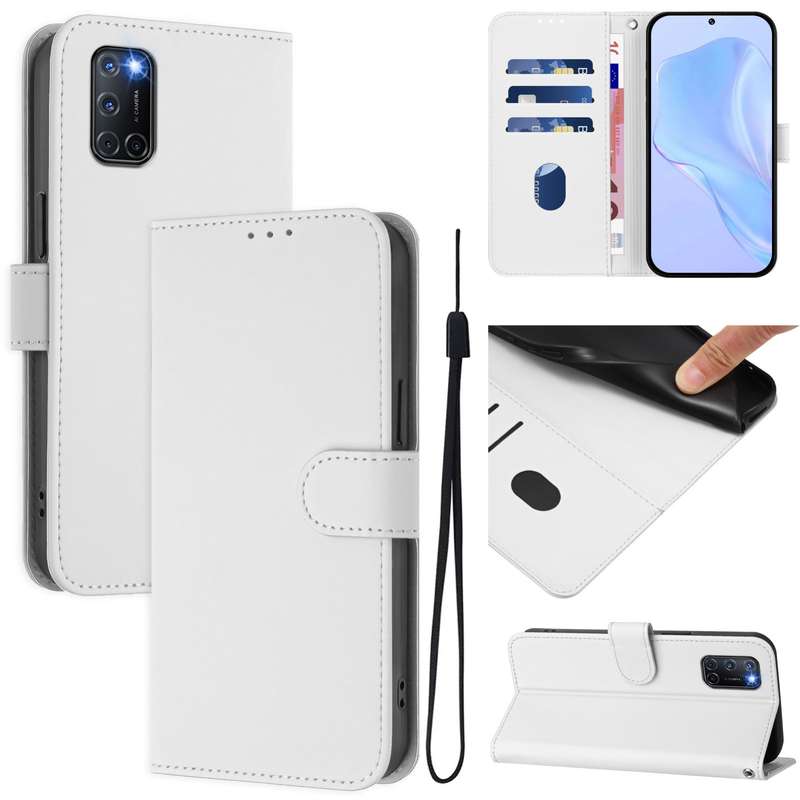 For OPPO A72 / A52 / A92 4G Skin Feel Solid Color Leather Phone Case with Lanyard(Brown)