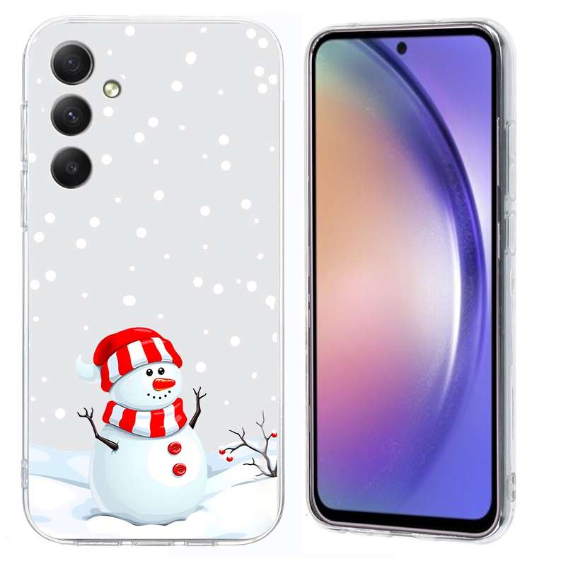 For Samsung Galaxy S25 5G Christmas Painted Pattern TPU Transparent Phone Case(Snowman)