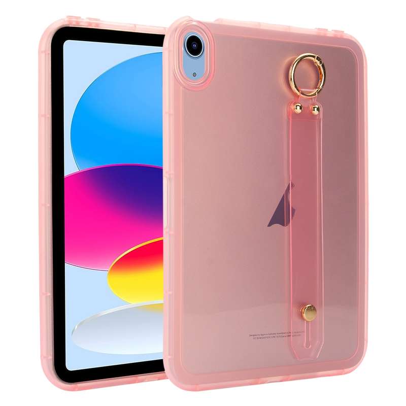 For iPad 10th Gen 10.9 2022 Wristband Holder PC Hybrid TPU Soft Tablet Case(Pink)