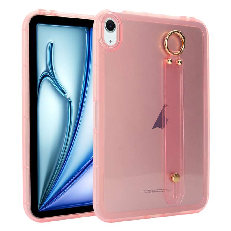 For iPad Air 11 2024 Wristband Holder PC Hybrid TPU Soft Tablet Case(Pink)