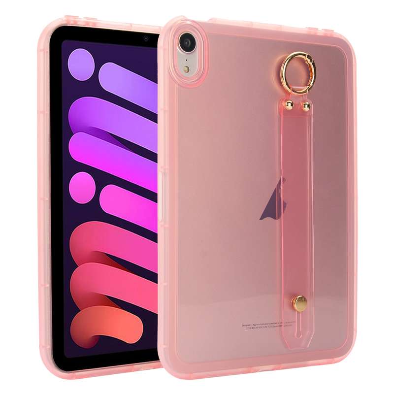 For iPad mini 6 Wristband Holder PC Hybrid TPU Soft Tablet Case(Pink)