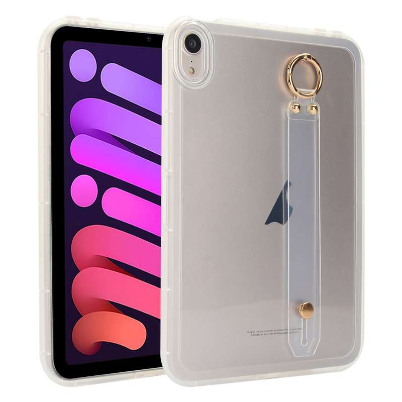 For iPad mini 6 Wristband Holder PC Hybrid TPU Soft Tablet Case(Pink)
