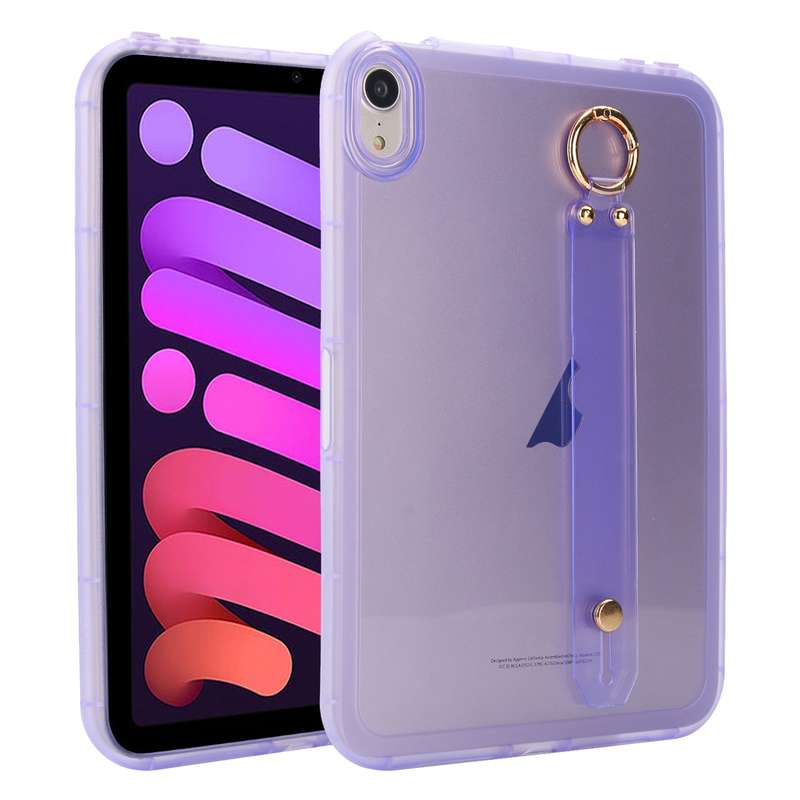 For iPad mini 6 Wristband Holder PC Hybrid TPU Soft Tablet Case(Pink)