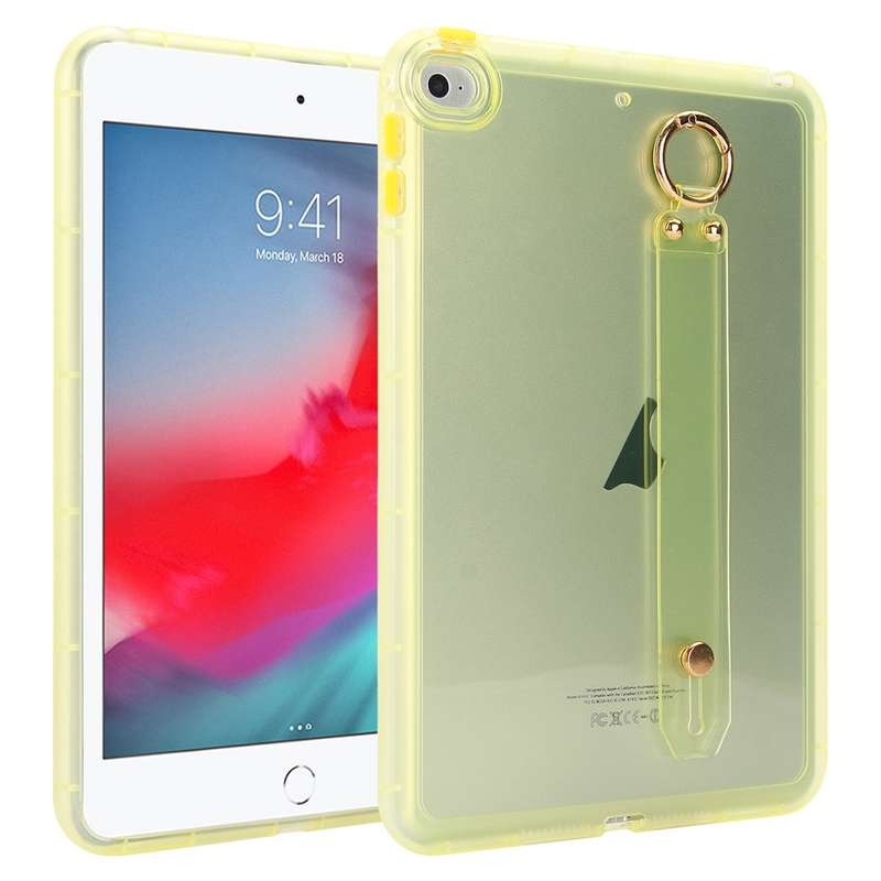 For iPad mini 5 / 4 Wristband Holder PC Hybrid TPU Soft Tablet Case(Pink)