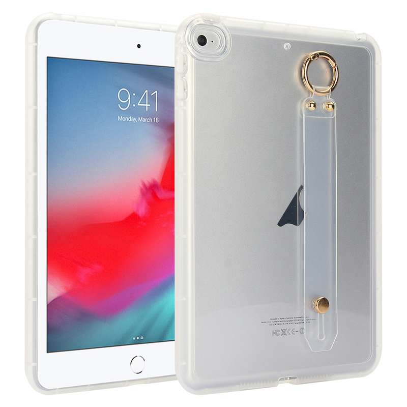 For iPad mini 5 / 4 Wristband Holder PC Hybrid TPU Soft Tablet Case(Pink)